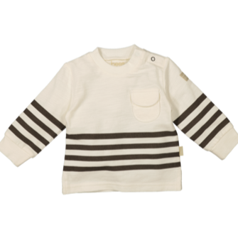 SWEATER STRIPED POCKET-OFF WHITE