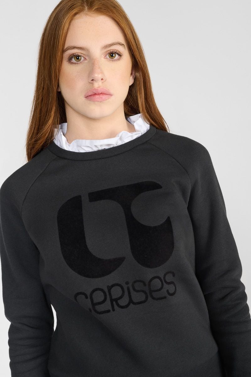 Le Temps des Cerises - Zwarte Sweater met Kraagje | Meisjes