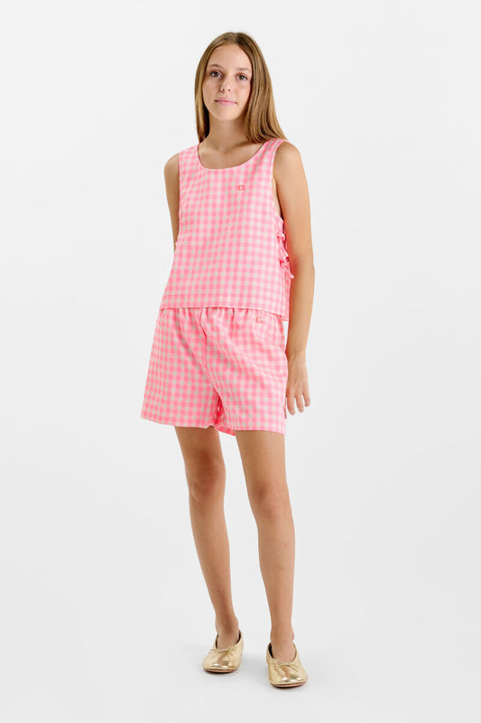 LE TEMPS DES CERISES Roze Geruite Top - Meisjes - styling