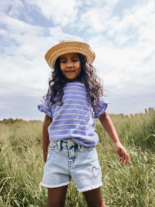 Daily7 T-shirt Striped Lolite Paars T-shirt - gestyled