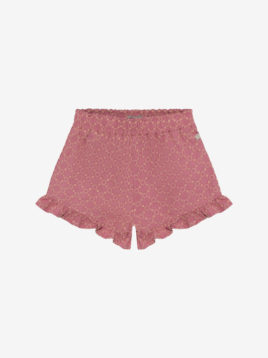 Daily Seven Ruffle Shorts Broderie - Roze