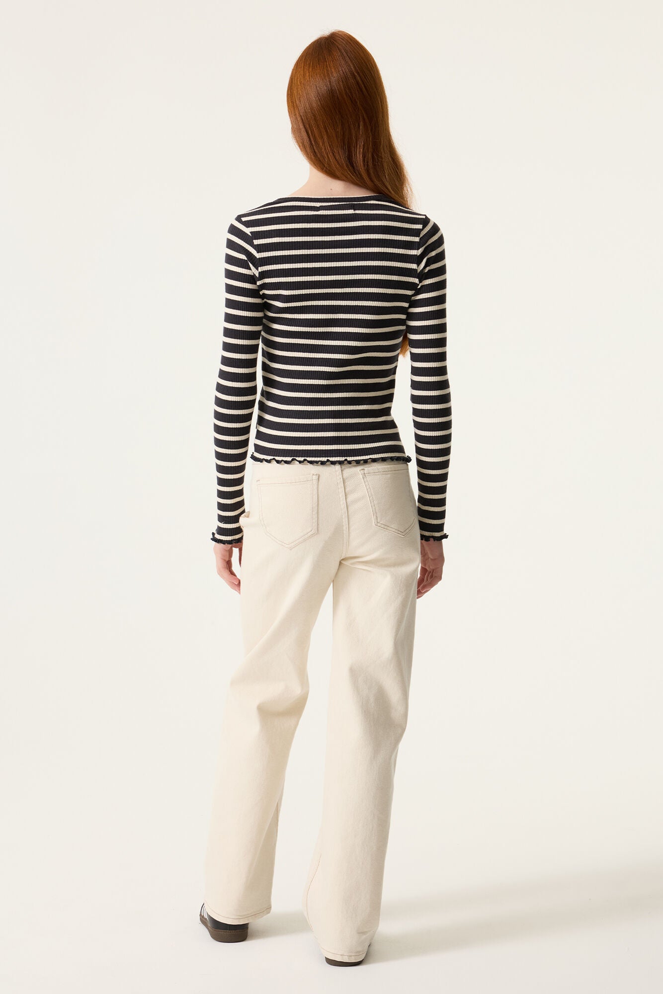 Garcia longsleeve meisjes zwart wit gestreept - achterkant