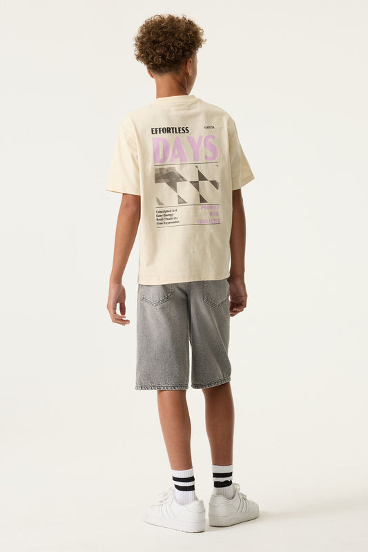 GARCIA jongens t-shirt Effortless Days sandstone - styling backprint