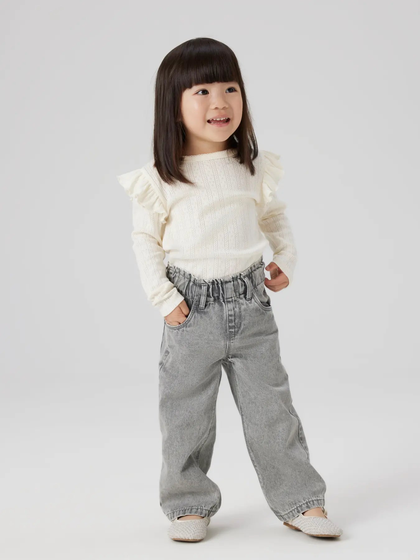 Wide fit grey denim