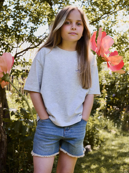 NAME IT T-shirt Fresh Bloom grijs meisjes backprint detail styling