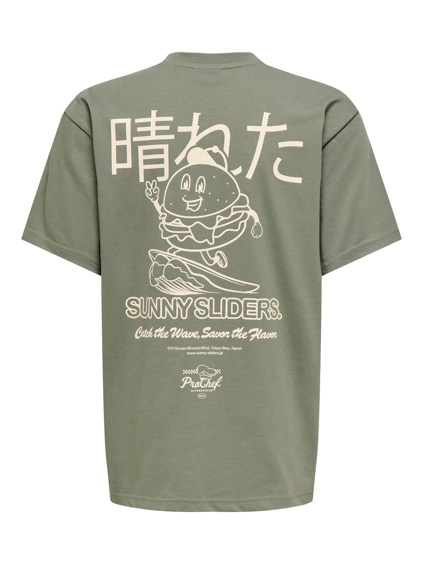 ONLY AND SONS jongens t-shirt kaki - achterkant met stoere print