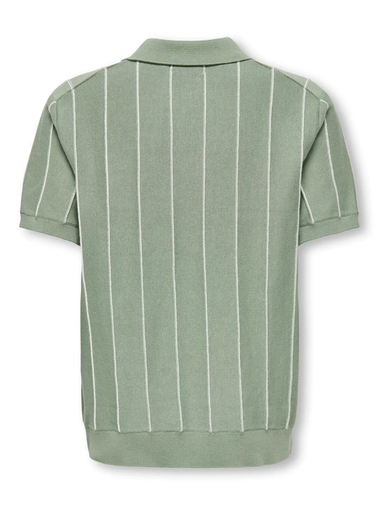 ONLY AND SONS groene polo shirt jongens - achterkant en materiaal detail