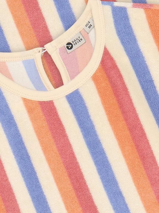 DAILY7 badstof T-shirt gestreept meisjes - detail gestreept patroon
