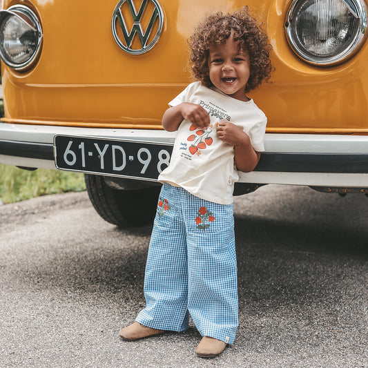 YOUR WISHES Wide Leg Meisjes Broek - Vichy Blue - styling