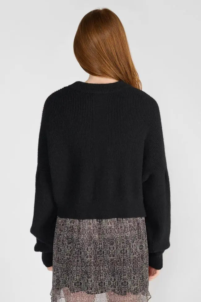 Le Temps des Cerises Crop Sweater - Zwart