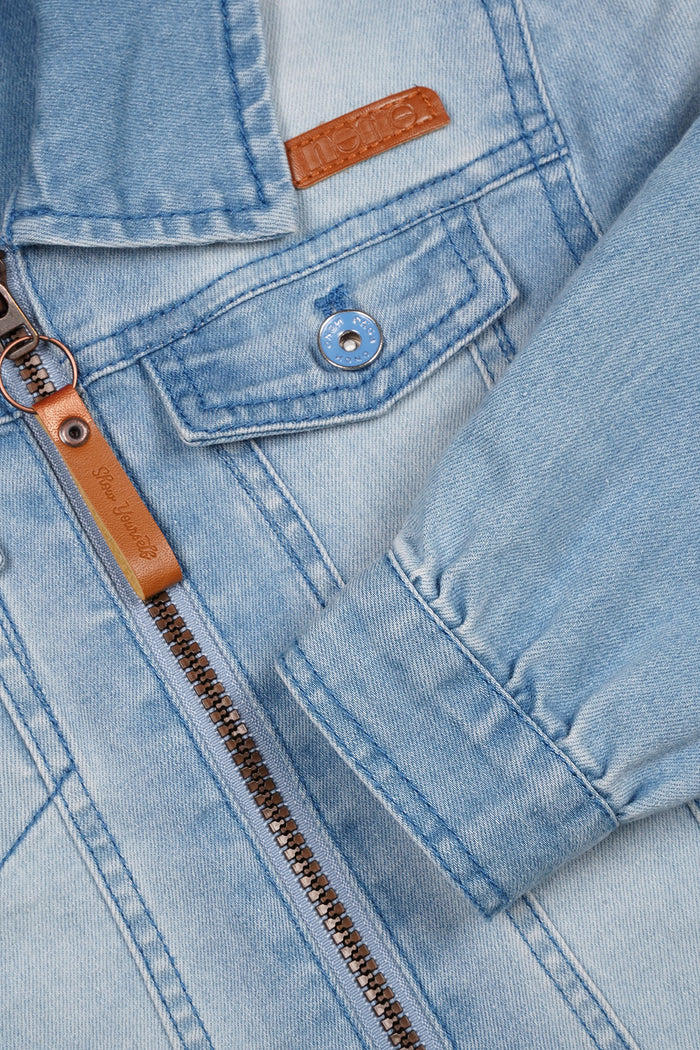 Denim Jas met Rits Licht Blauw