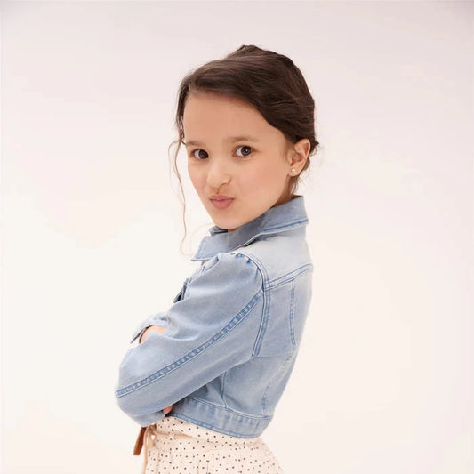 Denim Jas met Rits Licht Blauw