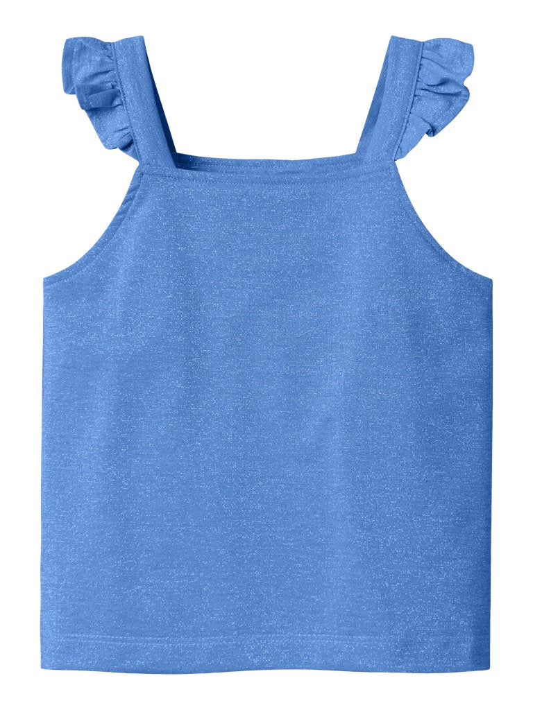 TOP MET GLITTER BLAUW