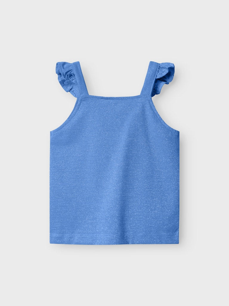 TOP MET GLITTER BLAUW