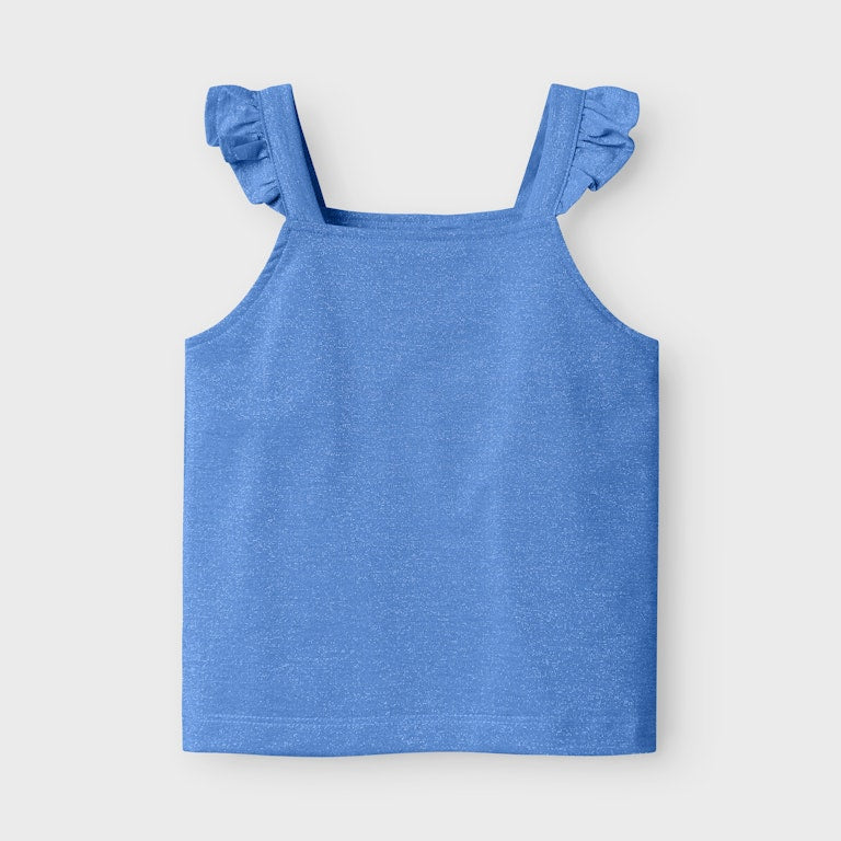 TOP MET GLITTER BLAUW