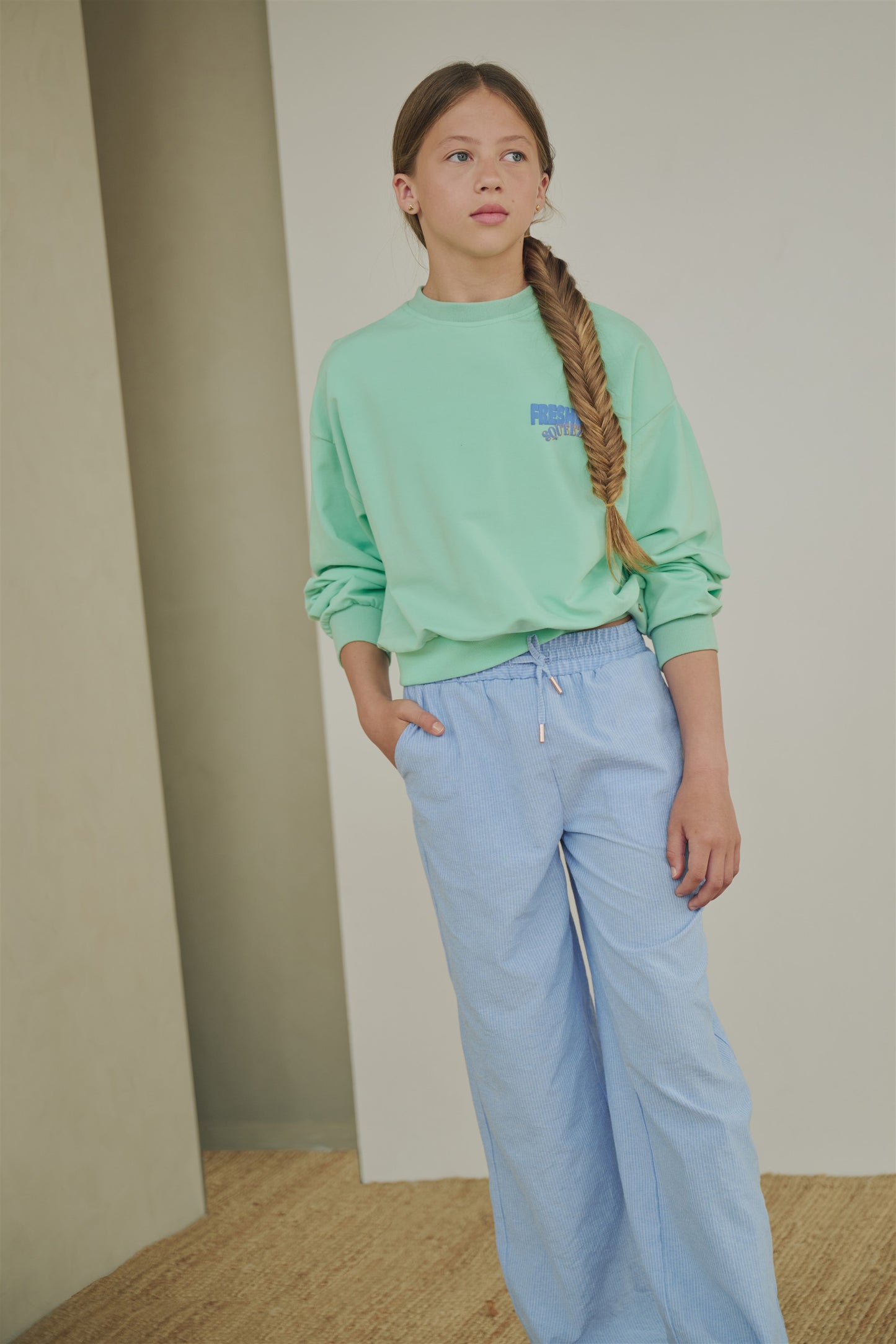 NoBell - azure blauw gestreepte broek