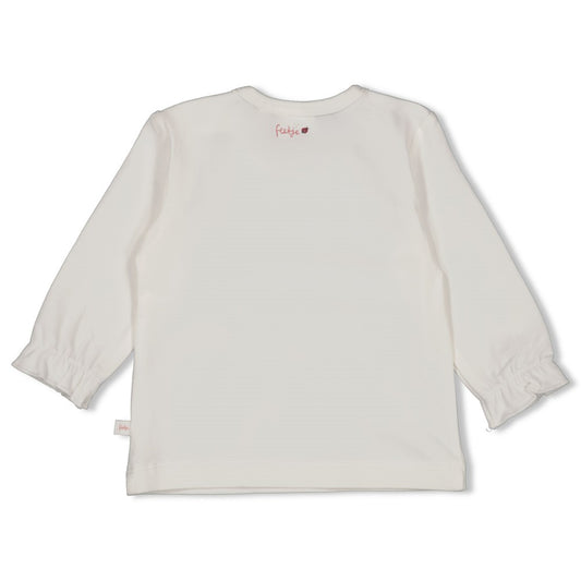 FEETJE witte baby longsleeve met Ladybug print achterkant detail meisjes shirt