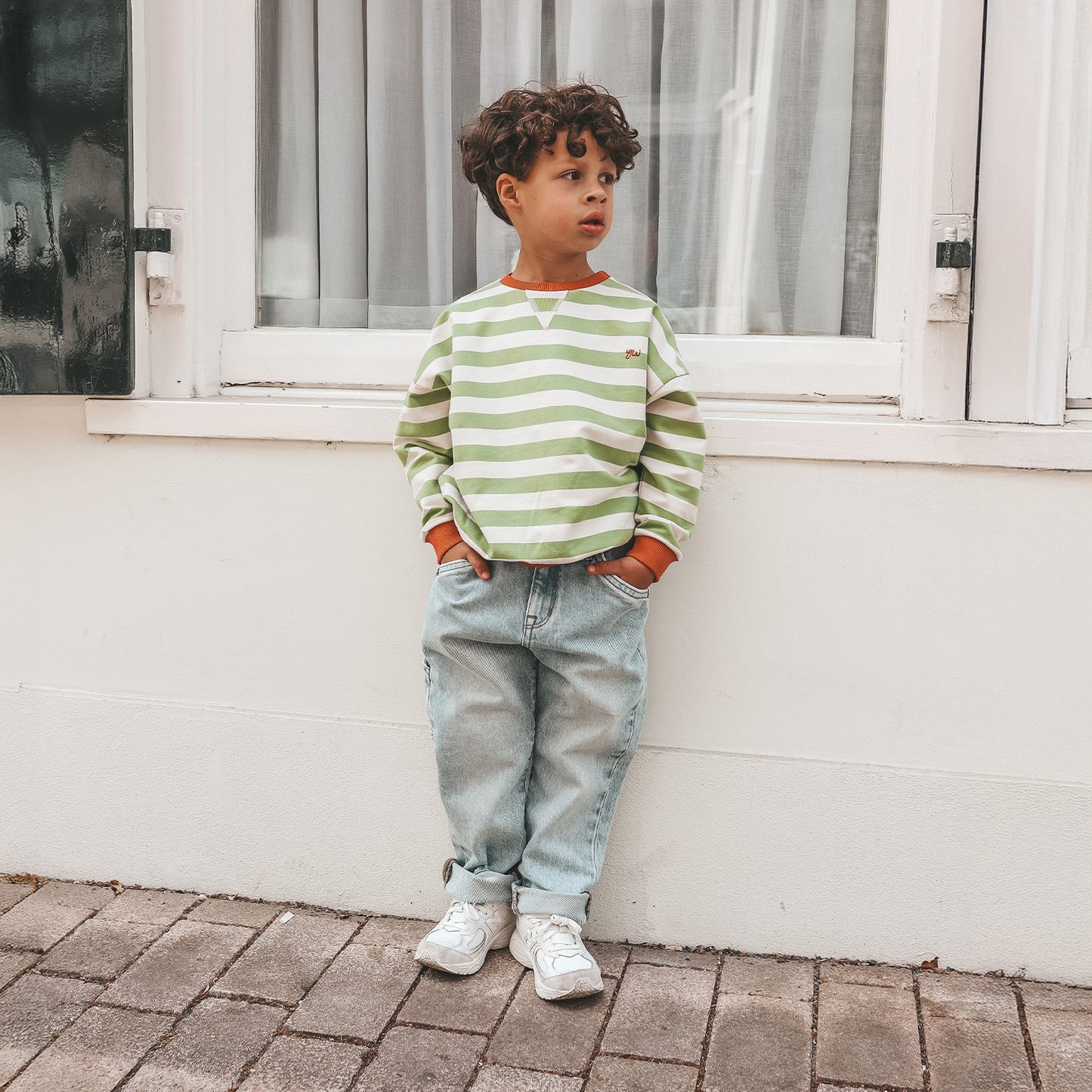French knit sweater - gestreept Tarragon