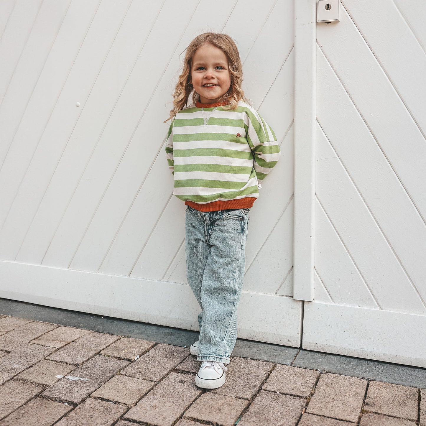 French knit sweater - gestreept Tarragon