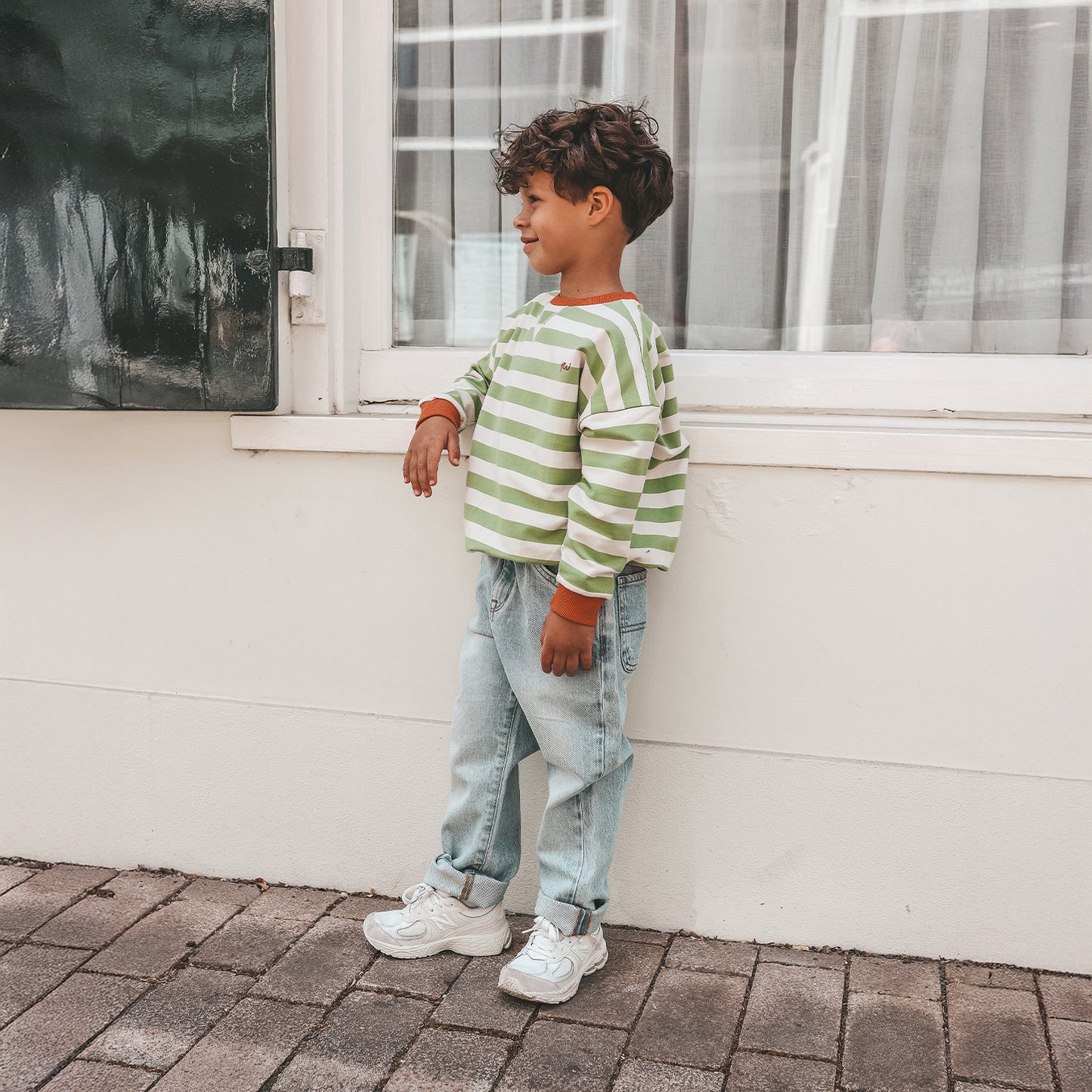 French knit sweater - gestreept Tarragon