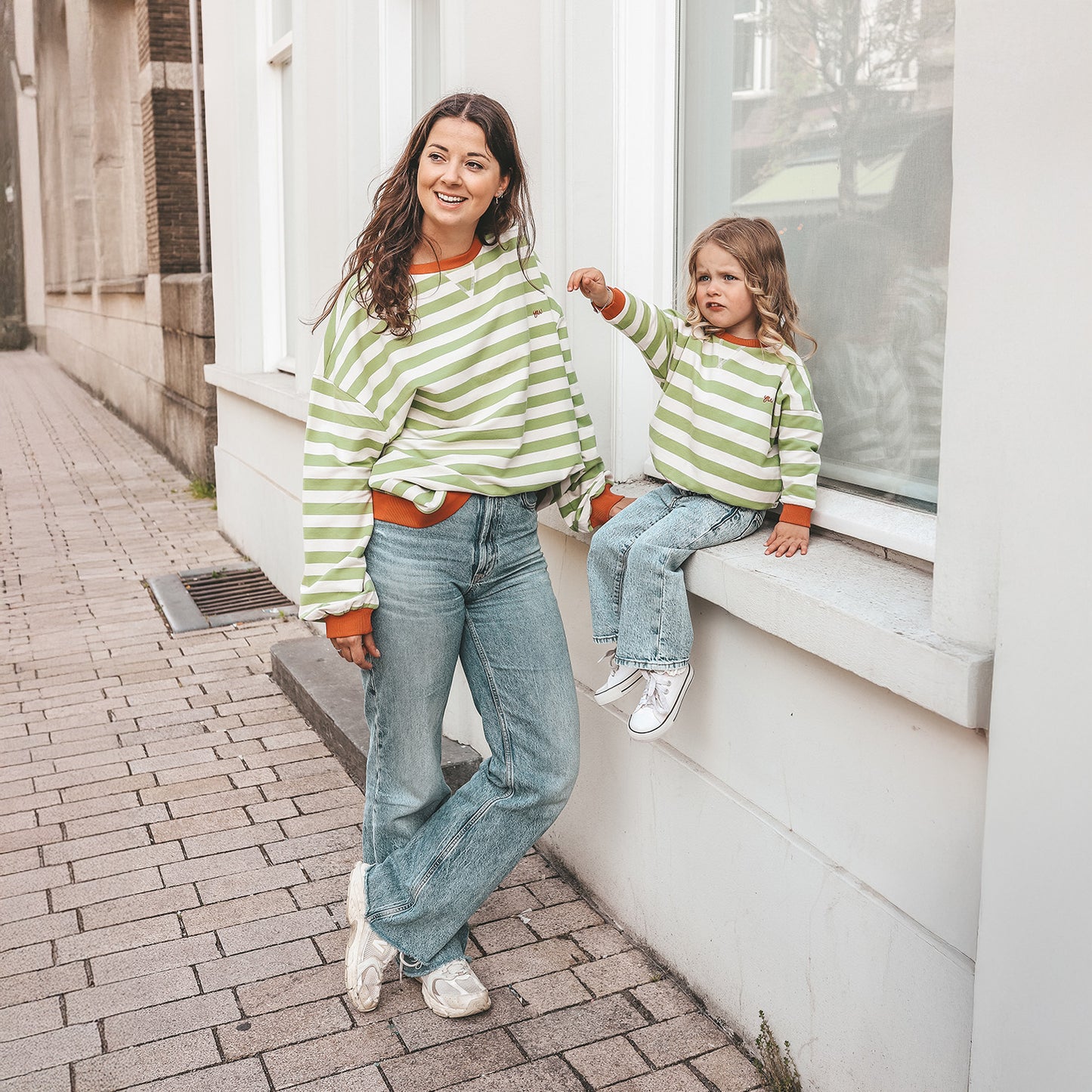 French knit sweater - gestreept Tarragon