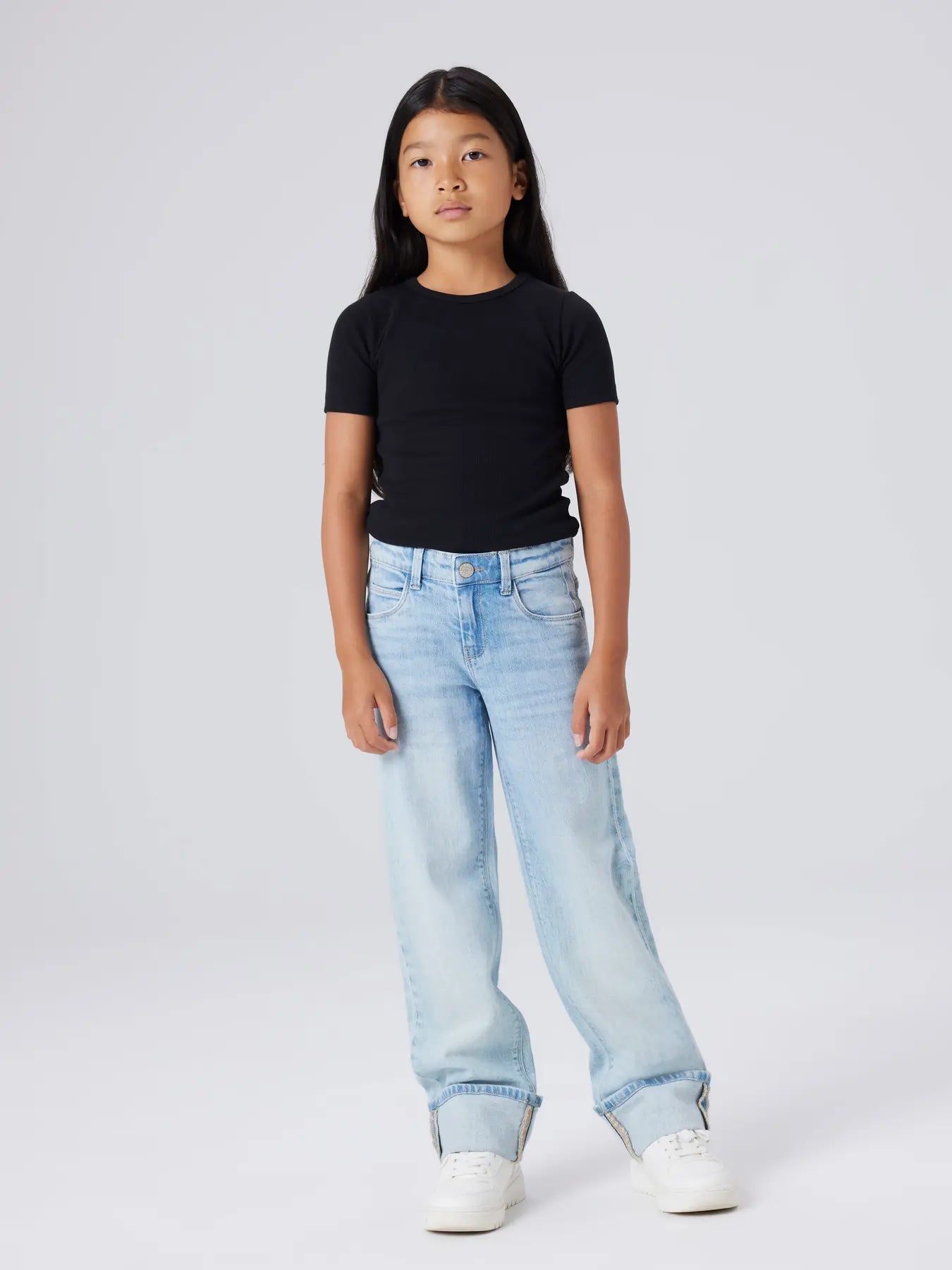 NAME IT straight fold jeans light blue meisjes - volledige lengte