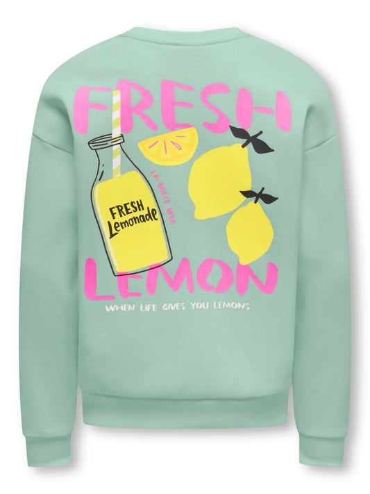 Only Loose Printed Sweater Fresh Lemon - Groen - achterkant