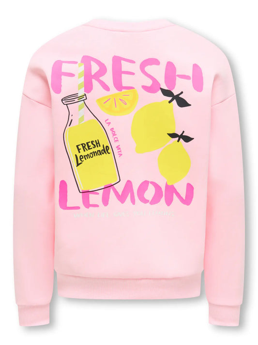 Only Loose Printed Sweater Fresh Lemon - Roze - achterkant