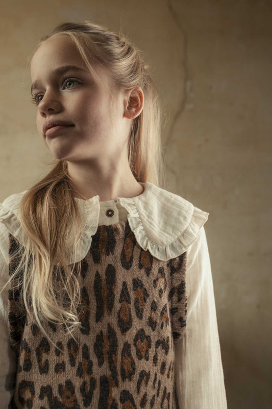 Like Flo gebreide spencer met taupe animal print.