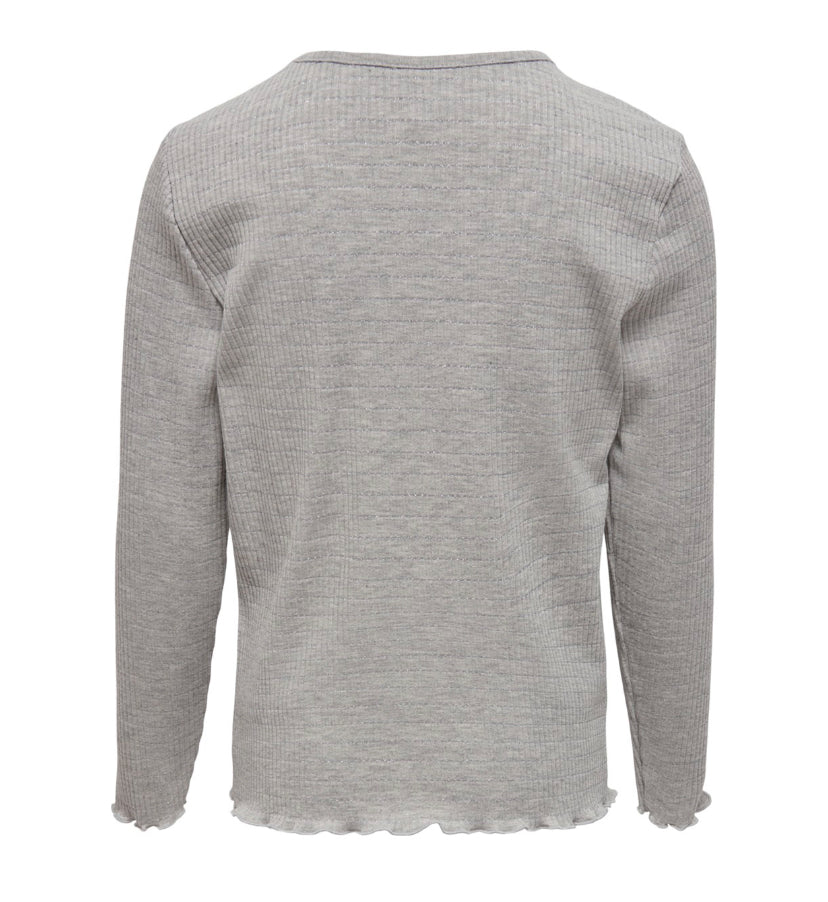 RONDE HALS GLITTER TOP MET LANGE MOUWEN