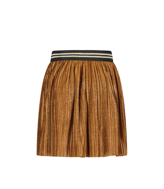 Like Flo Meisjes rok metallic plisse - Hazelnoot