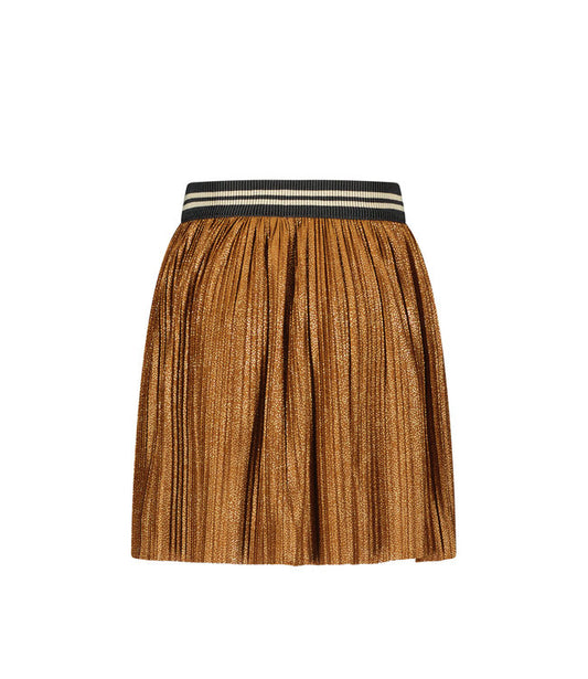 Like Flo Meisjes rok metallic plisse - Hazelnoot