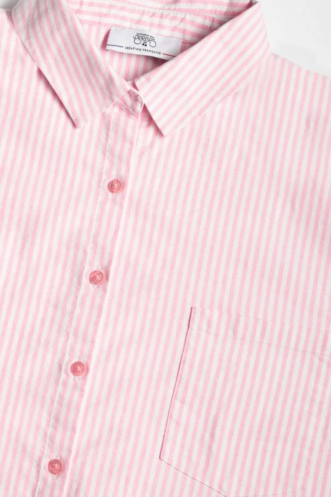 oversized shirt met roze strepen