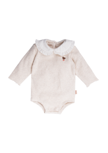 BEIGE ROMPER MET KRAAGJE