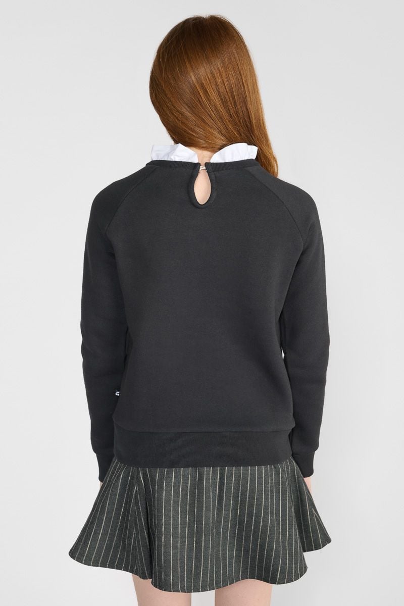 Le Temps des Cerises - Zwarte Sweater met Kraagje | Meisjes