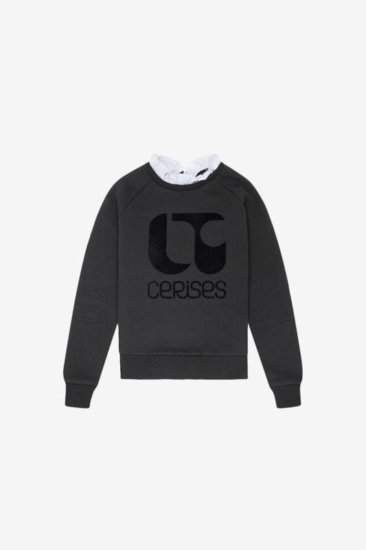Le Temps des Cerises - Zwarte Sweater met Kraagje | Meisjes