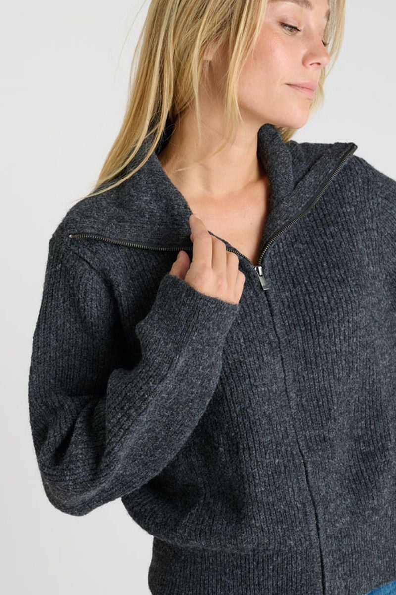 Le Temps des Cerises - Grijze Zipper Knit Vest | Meisjes