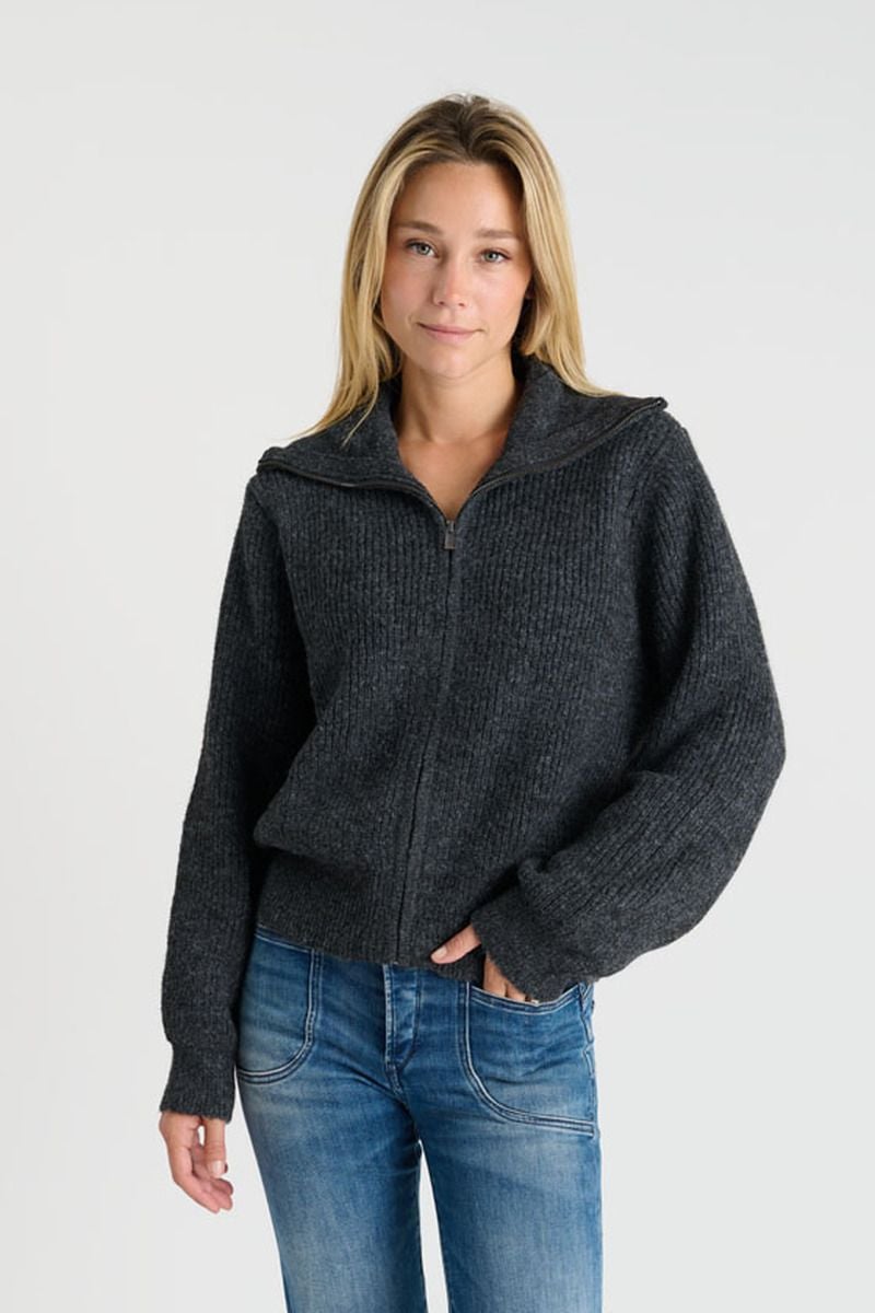 Le Temps des Cerises - Grijze Zipper Knit Vest | Meisjes