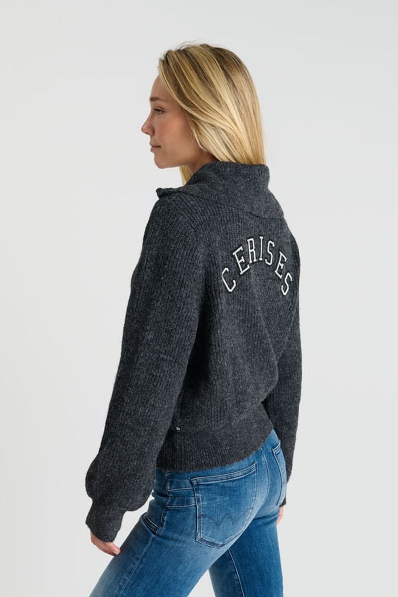 Le Temps des Cerises - Grijze Zipper Knit Vest | Meisjes