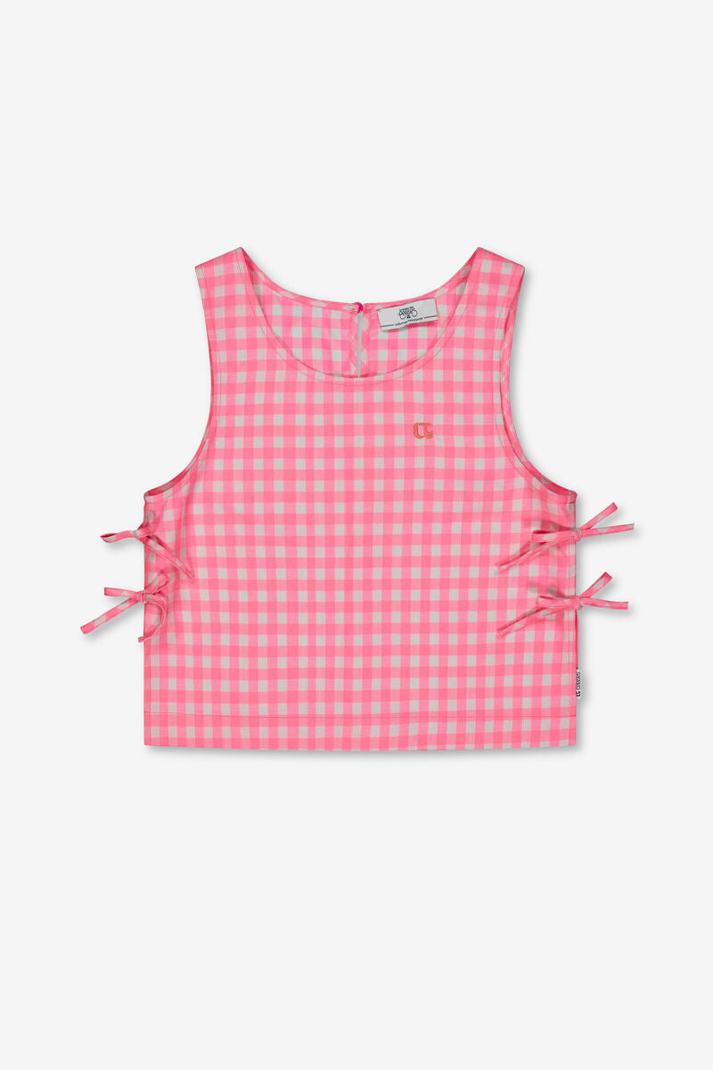 LE TEMPS DES CERISES Roze Geruite Top - Meisjes - voorkant