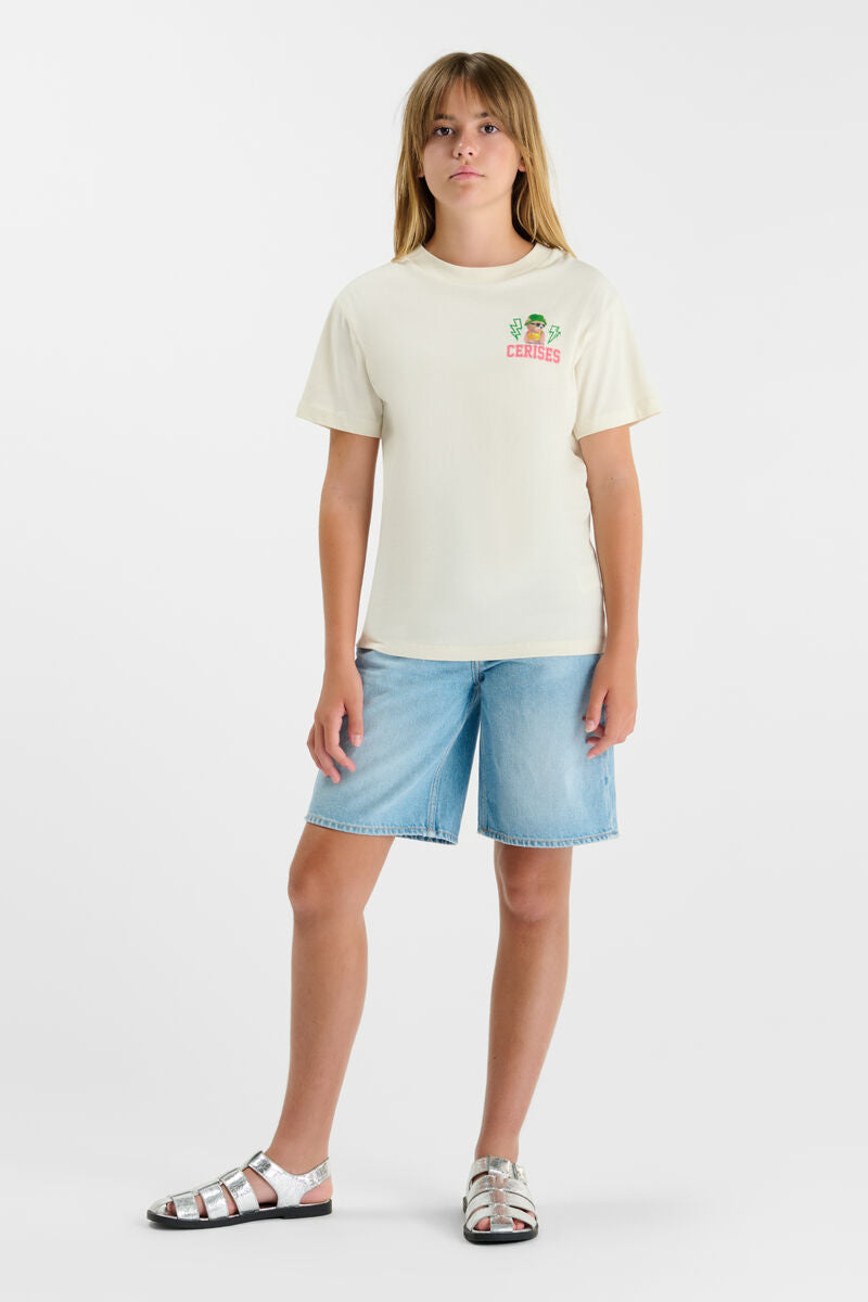 LE TEMPS DES CERISES Wit T-Shirt met Cerises Club Backprint - styling