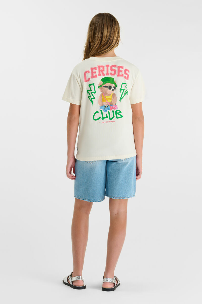 LE TEMPS DES CERISES Wit T-Shirt met Cerises Club Backprint - styling achterkant