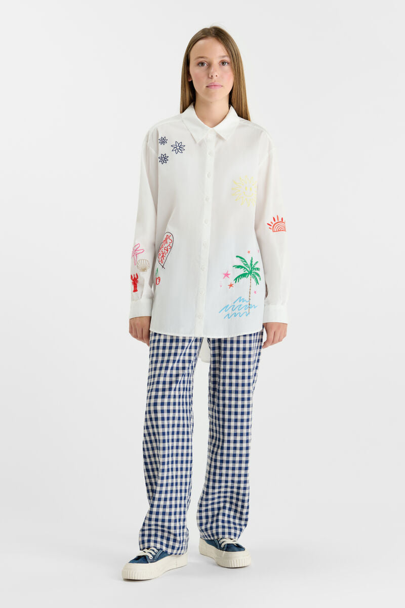 LE TEMPS DES CERISES Wit Geborduurd Hemd voor Meisjes - styling