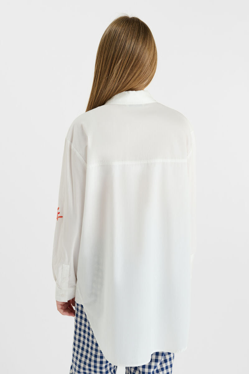 LE TEMPS DES CERISES Wit Geborduurd Hemd voor Meisjes - achterkant