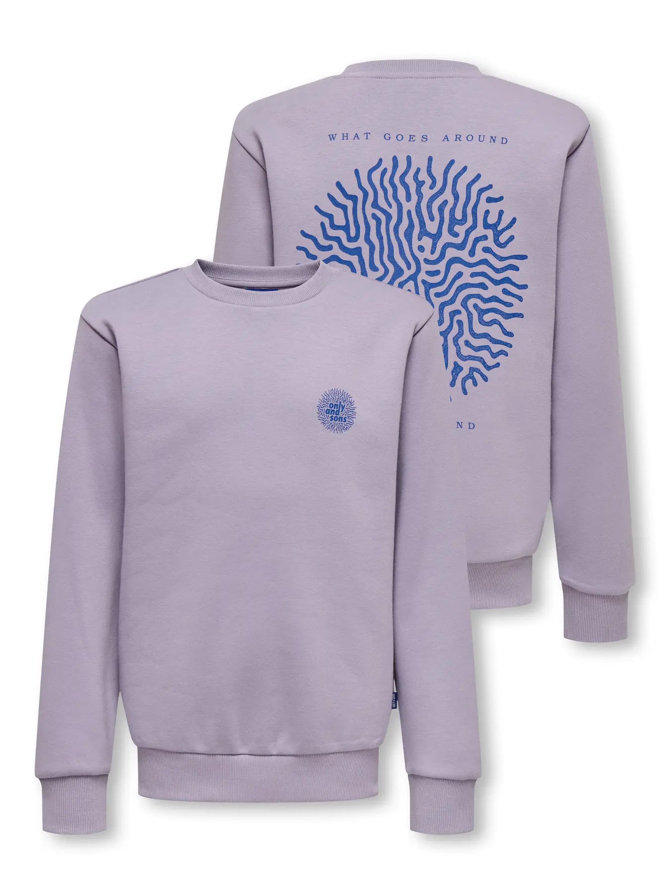 ONLY Sweater Ceres Lavender Gray - Zachte Trui voor Jongens - voor- en achterkant