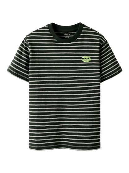 COMFY T-SHIRT DONKERGROEN GESTREEPT