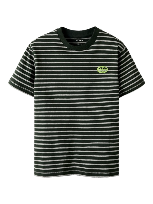 COMFY T-SHIRT DONKERGROEN GESTREEPT