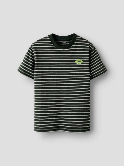 COMFY T-SHIRT DONKERGROEN GESTREEPT