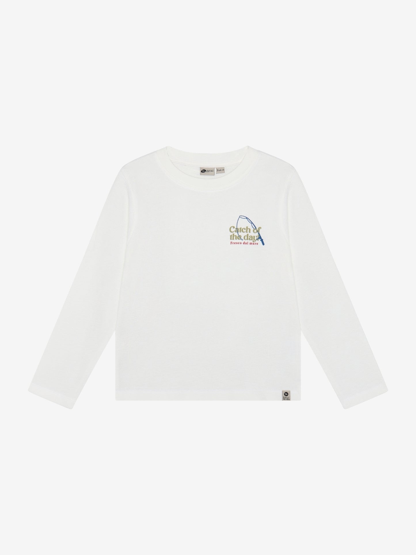 Daily7 Longsleeve Backprint Catch Of The Day Wit - voorkant