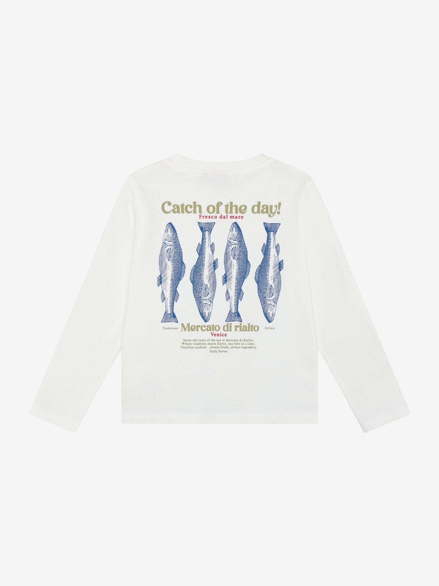 Daily7 Longsleeve Backprint Catch Of The Day Wit - achterkant